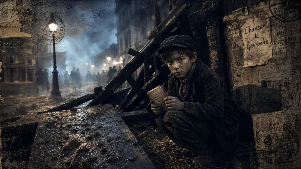 Chanson gavroche : enfant des rues dans une barricade, misère parisienne XIXe