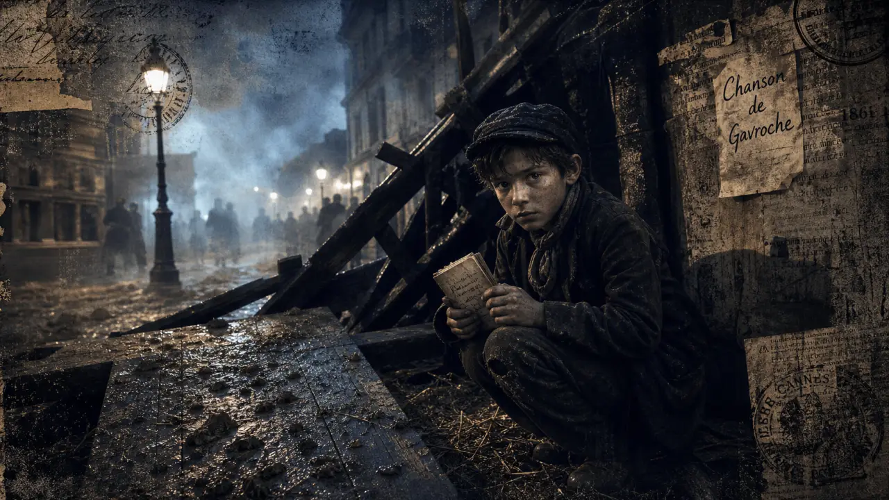 Chanson gavroche : enfant des rues dans une barricade, misère parisienne XIXe