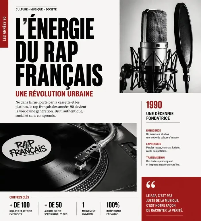 Illustration du rap français des années 90 avec des tubes cultes