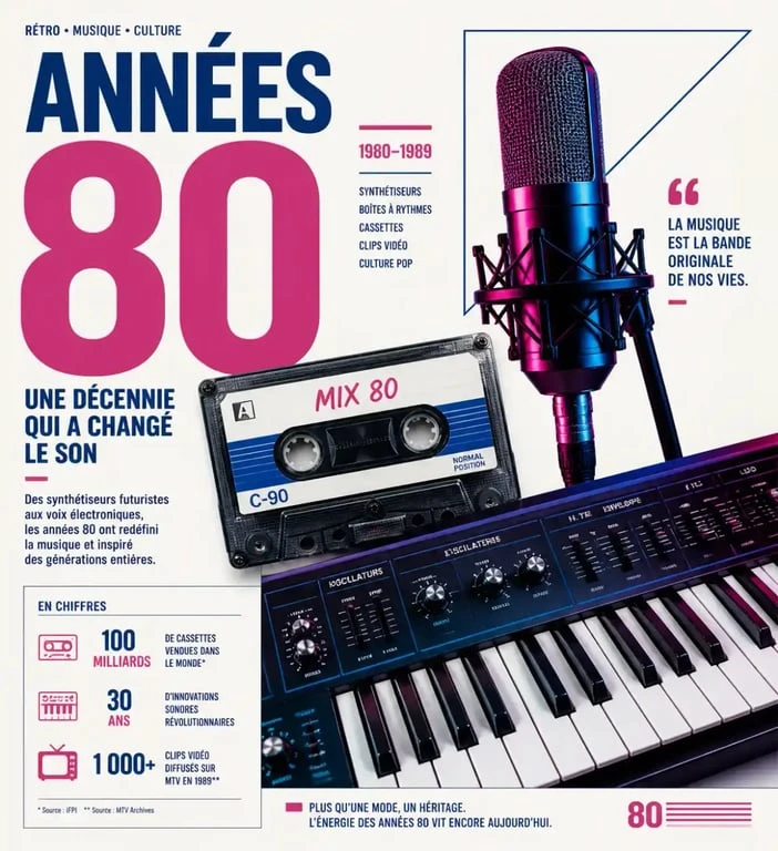 Chanteur des années 80 et instruments emblématiques de la décennie