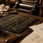 Histoire de la musique : linogravure de portées et neumes