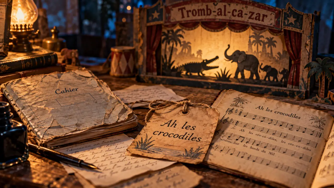 Ah les crocodiles paroles origine : carnet, partition ancienne et théâtre miniature