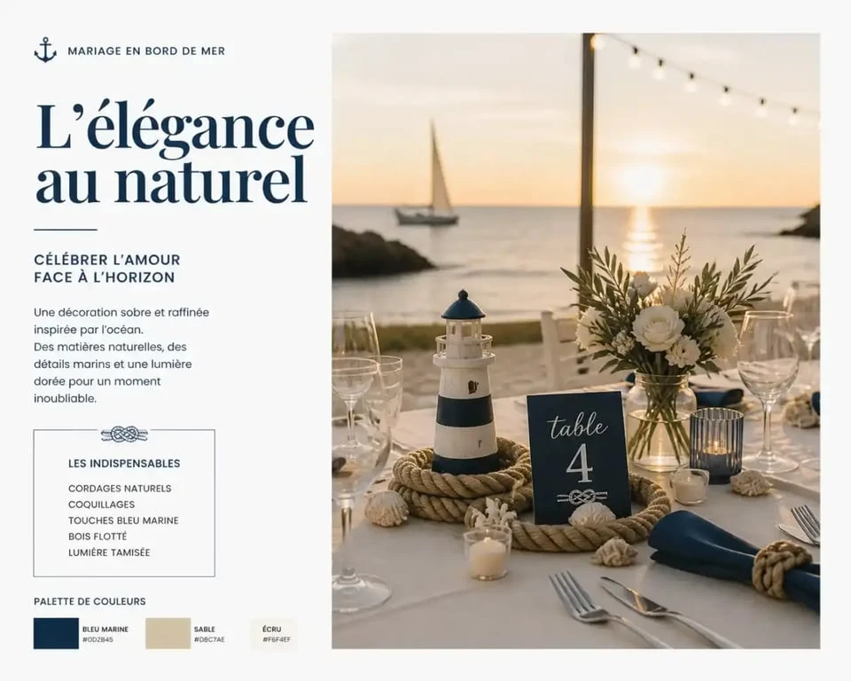 Mariage à thème marin avec chanson française sur les bateaux en fond sonore