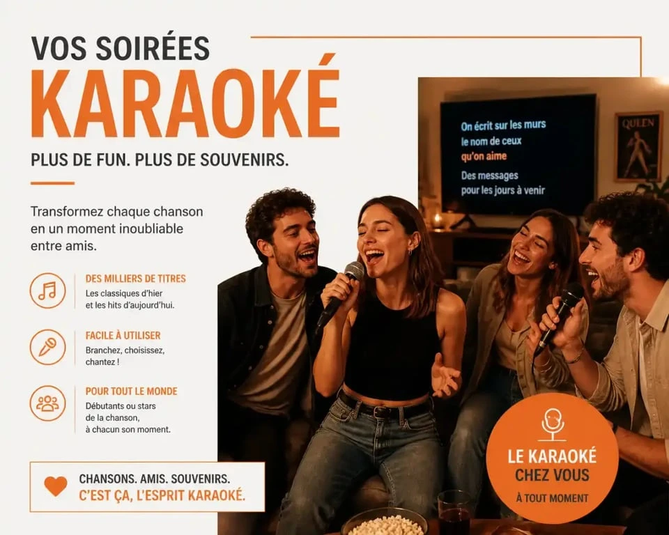 Soirée karaoké entre amis sur des chansons françaises des années 2000
