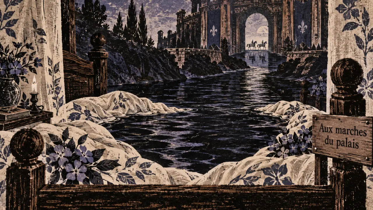 Aux marches du palais paroles, chevaux du roi, linogravure