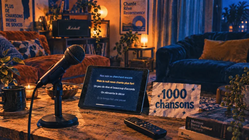 Karaoké français 1000 chansons, paroles sur écran en salon