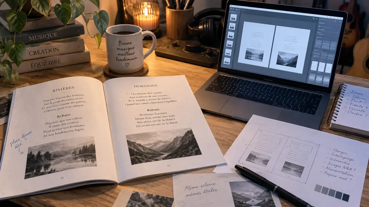 Paroles de chansons a imprimer : livret et PDF sur table