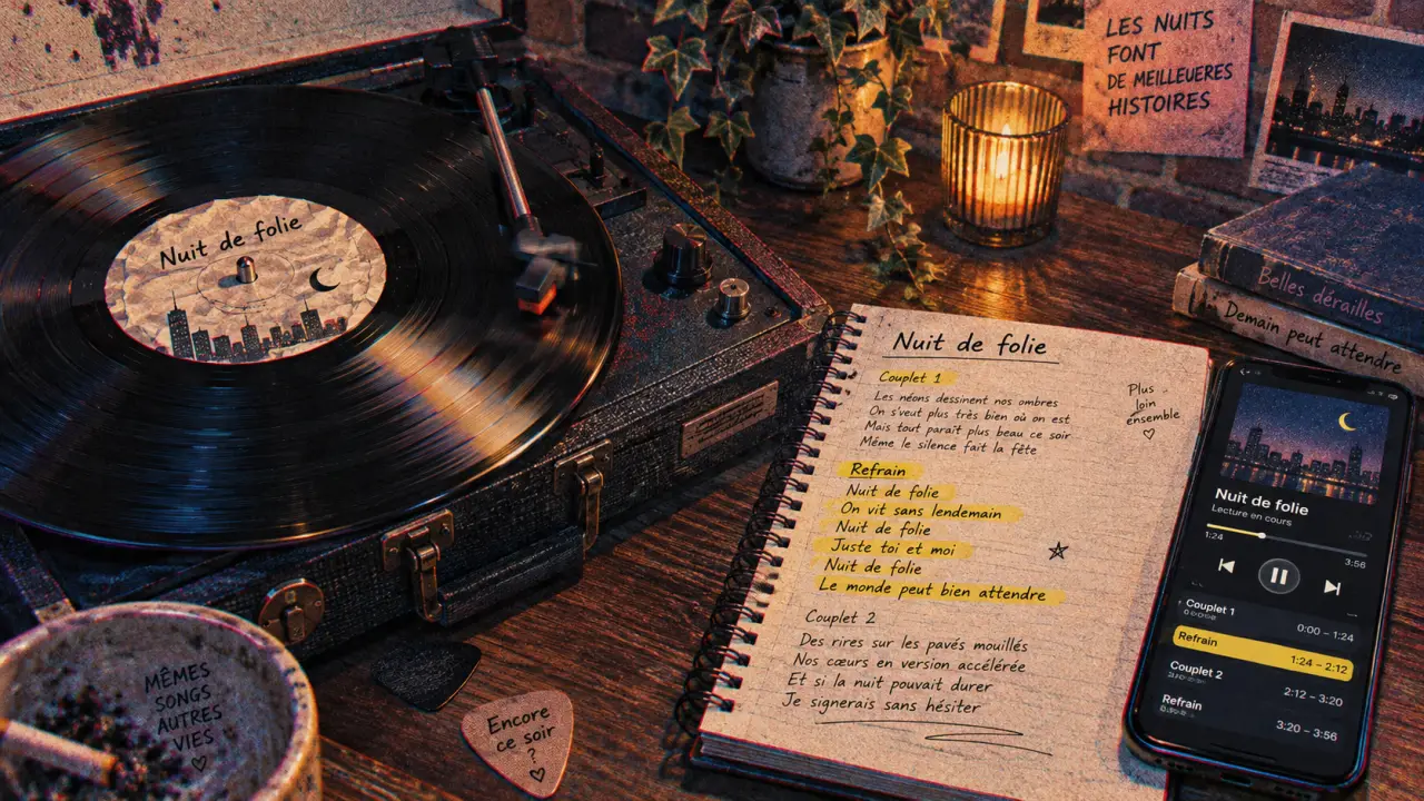 Paroles nuit de folie : repères audio sur vinyle